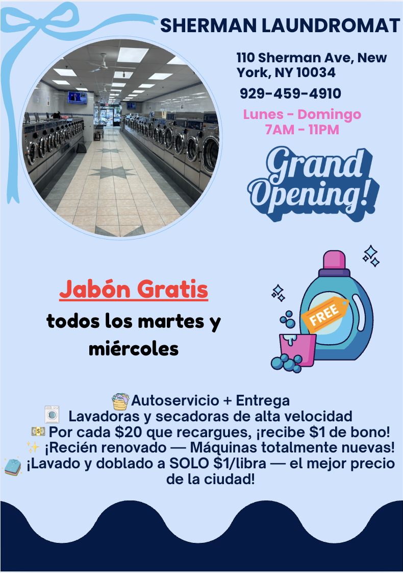 Volante promocional de Sherman Ave Laundromat