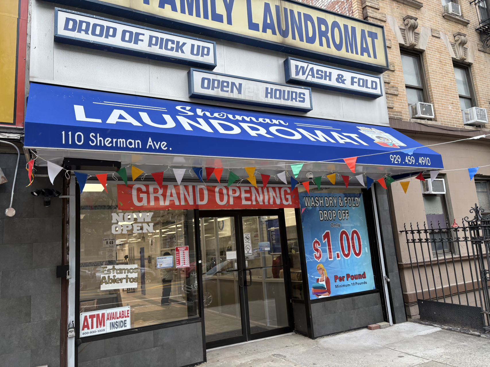 Frente de Sherman Ave Laundromat