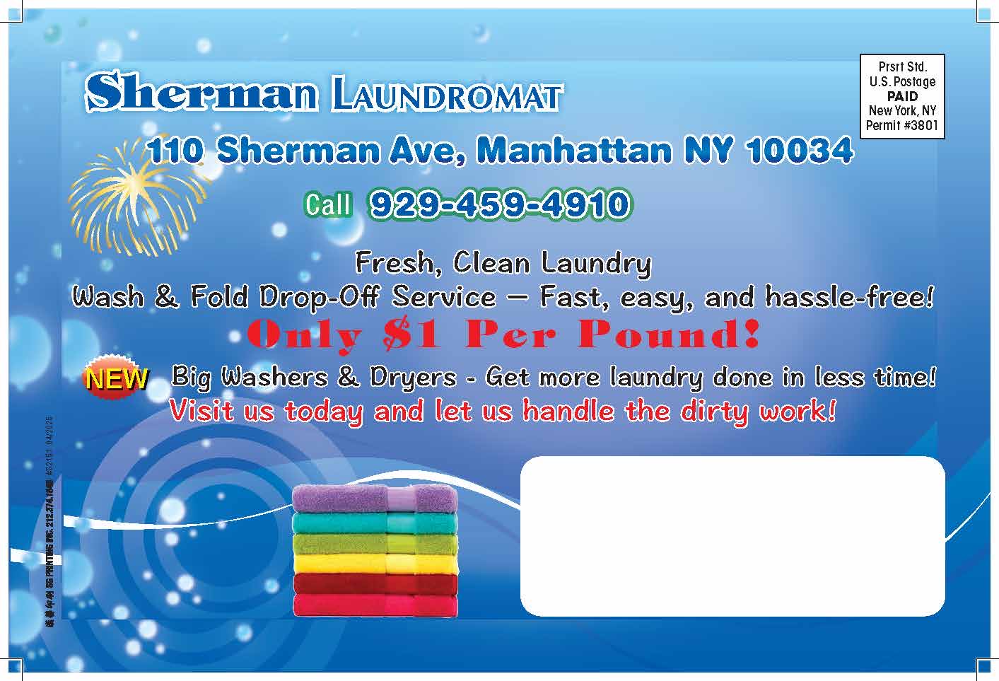 Wash and fold service promotion for one dollar per pound
